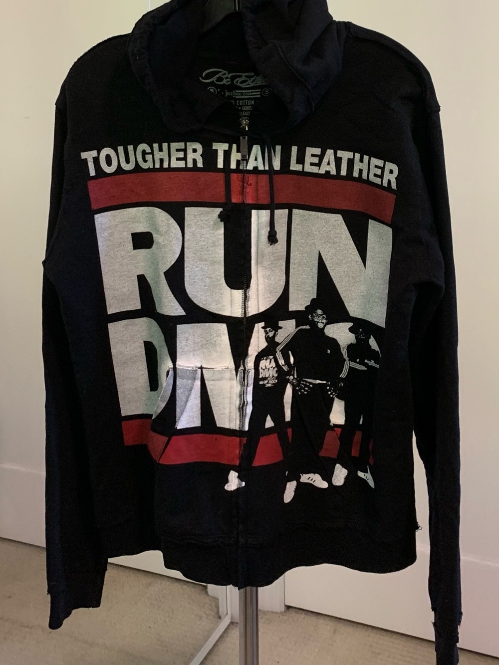 Black Run DMC Graphic Zip Hoodie Jacket - Lightweight